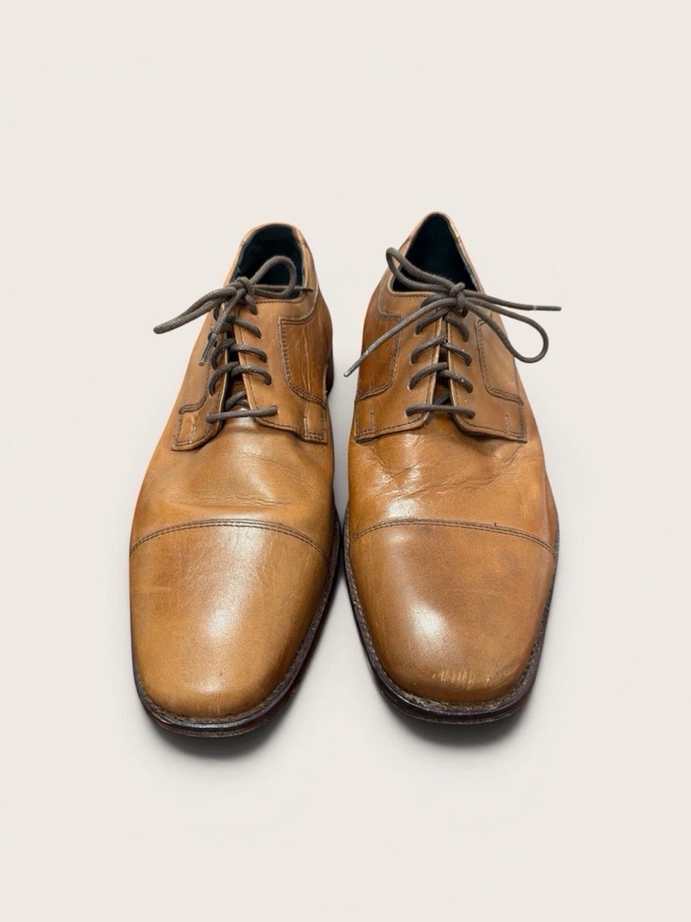 Johnston & Murphy Tan Leather Cap-Toe Oxfords